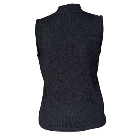 Emma James Black Vest Sweater Embellished High Neck Size M Rabbit Hair Geometric - Picture 6 of 8